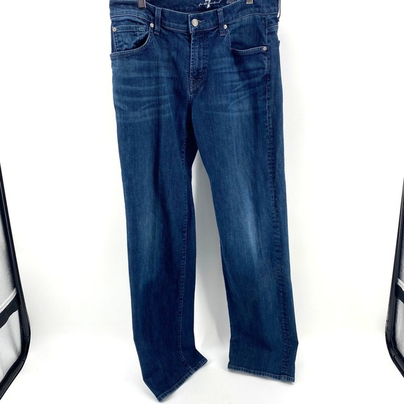 7 For All Mankind Austyn Straight Leg Medium Wash Jeans Men 33x32 5 Pocket Relax - Picture 4 of 5